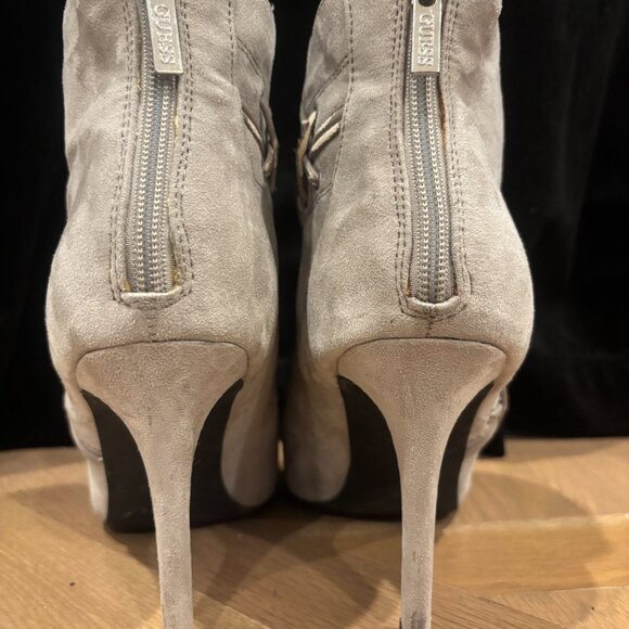 GUESS Taupe Suede Lace-Up Ankle Booties - Picture 3 of 4